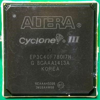 FPGA chip of the ALTERA Cyclone III family 39600 cells 402 MHz 65nm technology 1.2V 324 pins