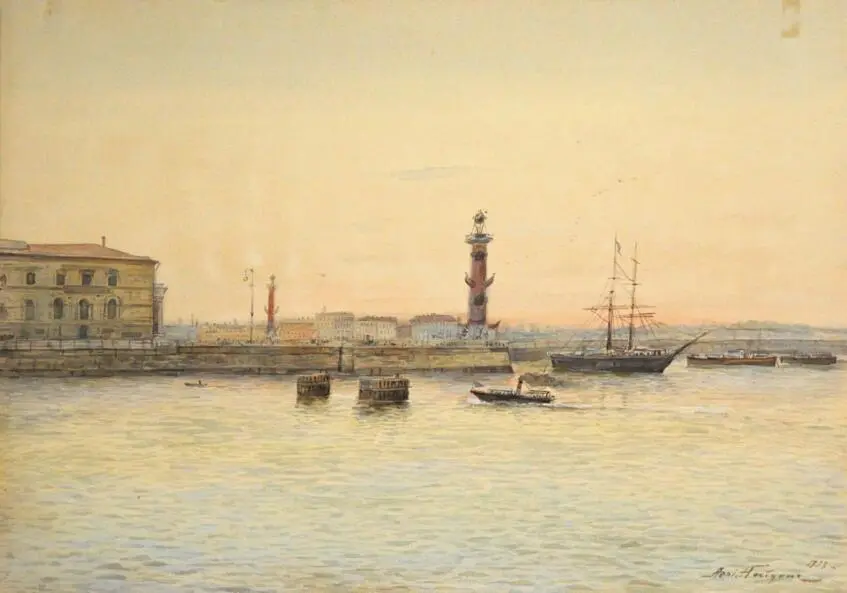 Neva River near the stock exchange / Neva bilia birzнy