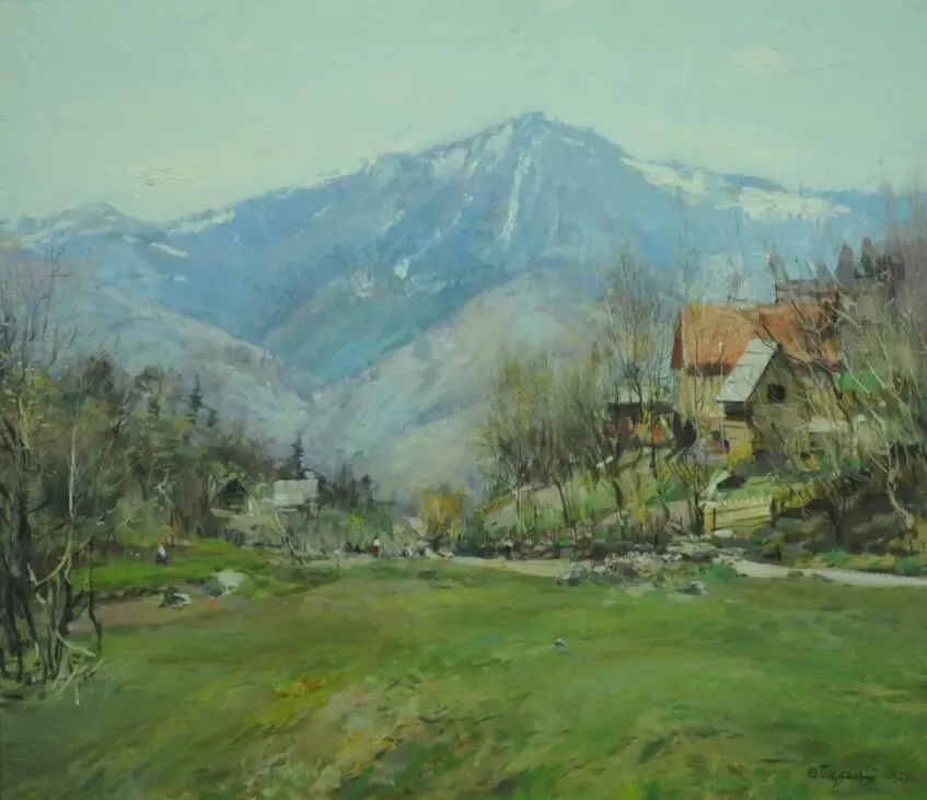 Spring. View of Mount Menchul / Vesna. Vyd na horu Menchul