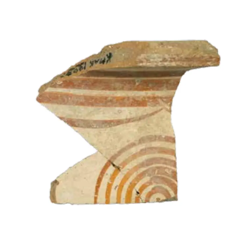 Fragment of a painted vessel with a bent edge