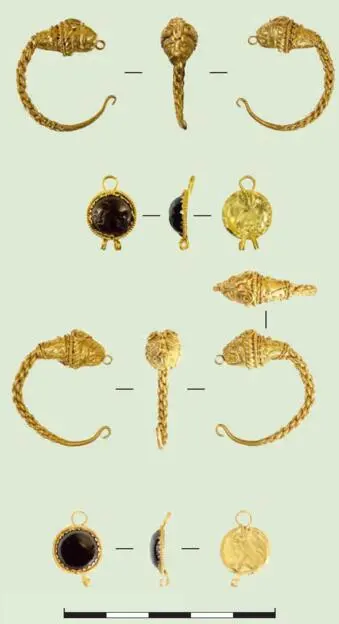 Collection of gold earrings