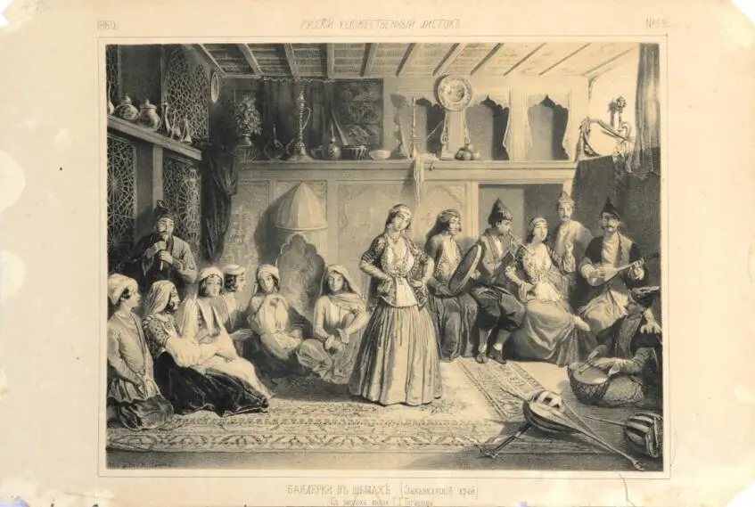 Російський художній листок №22.1860. Баядерки в Шемахах