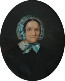 Portrait of an old woman in a blue ribbon hat / Portret staroi u cheptsi z blakytnymy strichkamy