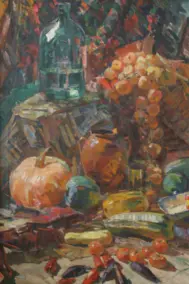 Still life with onions and pumpkin / Natiurmort z tsybuleiu ta harbuzom