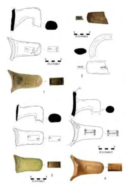 A collection of amphora fragments with stamps