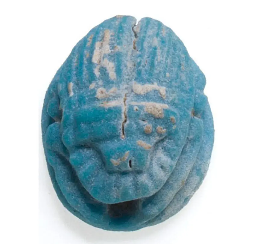 Egyptian faience pendants in the form of scarabs