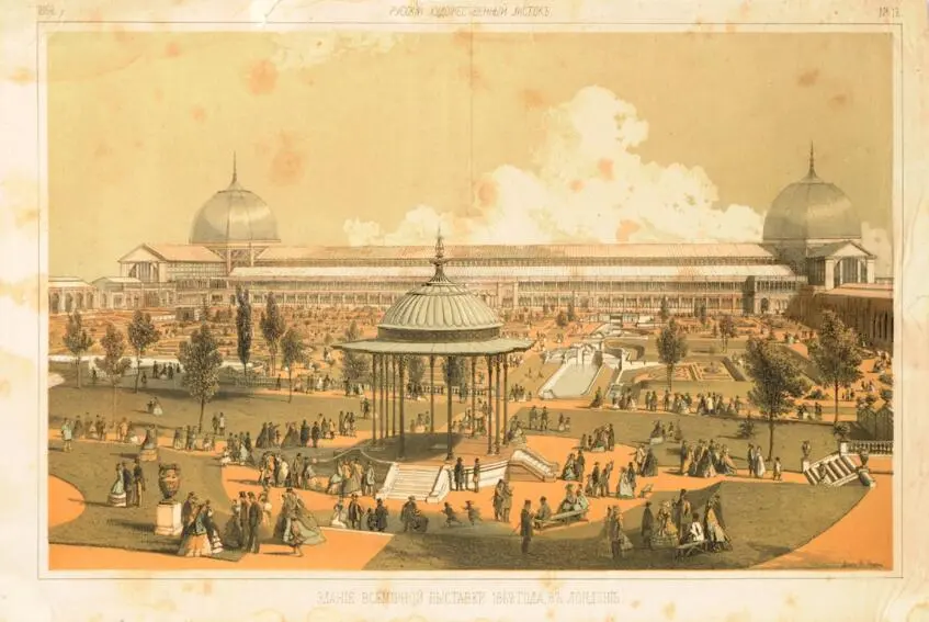 Русский художественный листок №12.1862. Здание всемирной выставки 1862 года в Лондоне