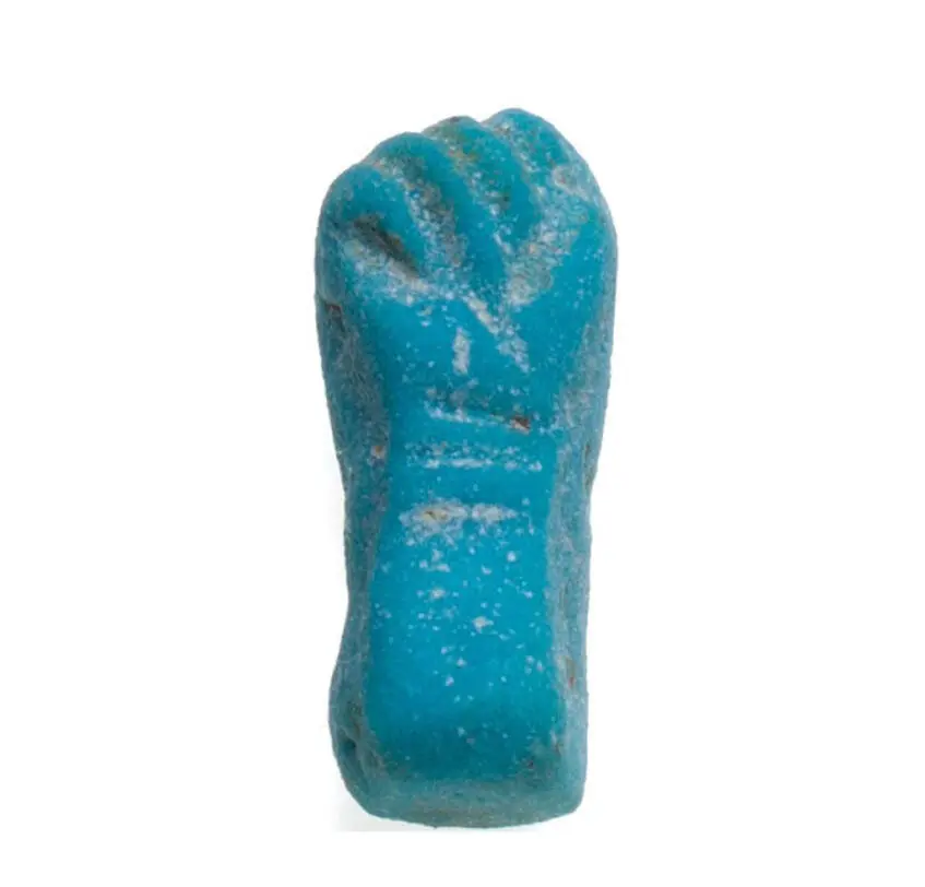 Egyptian faience pendant in the form of a hand